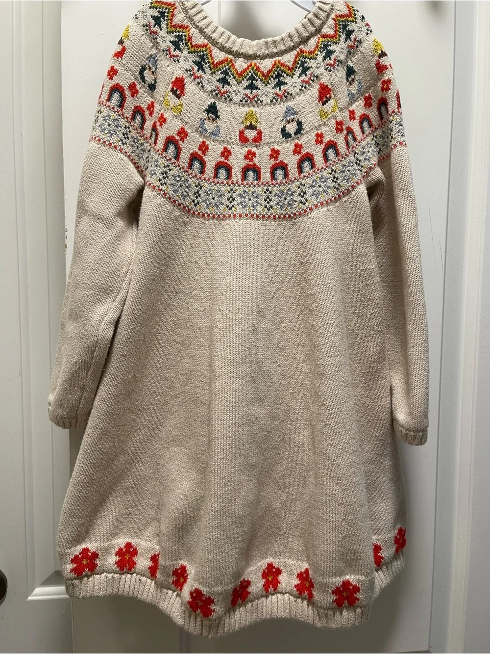 Hanna Andersson Girls US 5 Nordic Fair Isle Gnome Sweater Dress